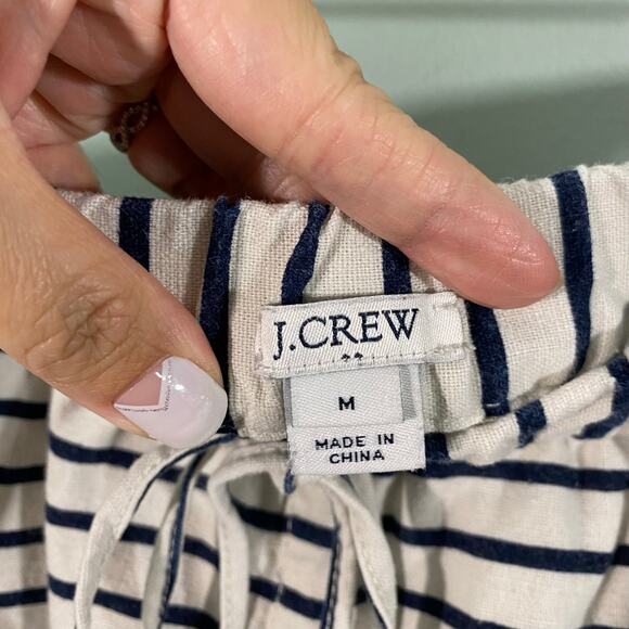 J Crew Women Navy & White Striped Linen Blend Pull On Shorts Size M - Picture 6 of 8